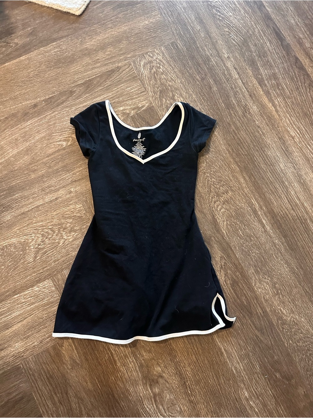 FP Movement by Free People Black Mini Dress with White Trim